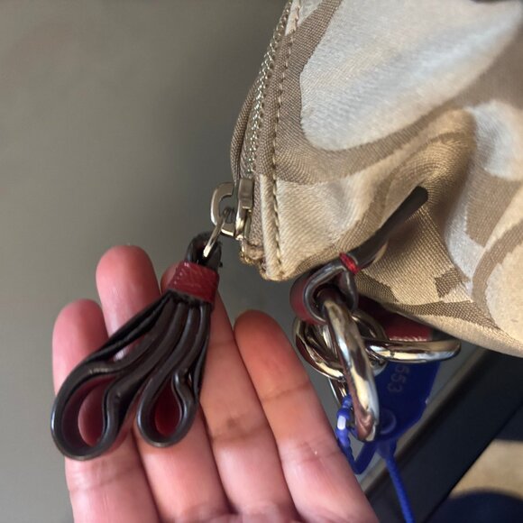 Coach Poppy Signature 2 Han Tags Convertible 2 Way Crossbody Red & Monogram Bag - Picture 11 of 13